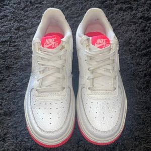 Pink and white Air Force ones